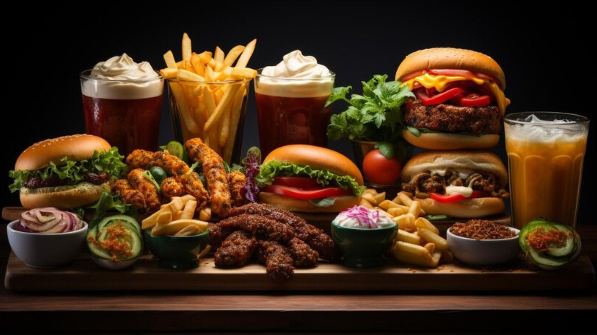 An assortment of food ready for a football match