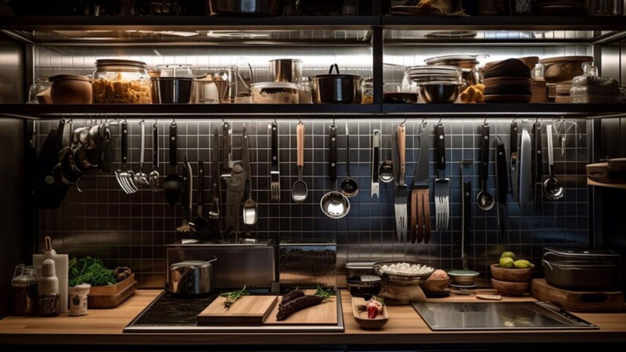 Different tools showcasing how to maintain a commercial kitchen